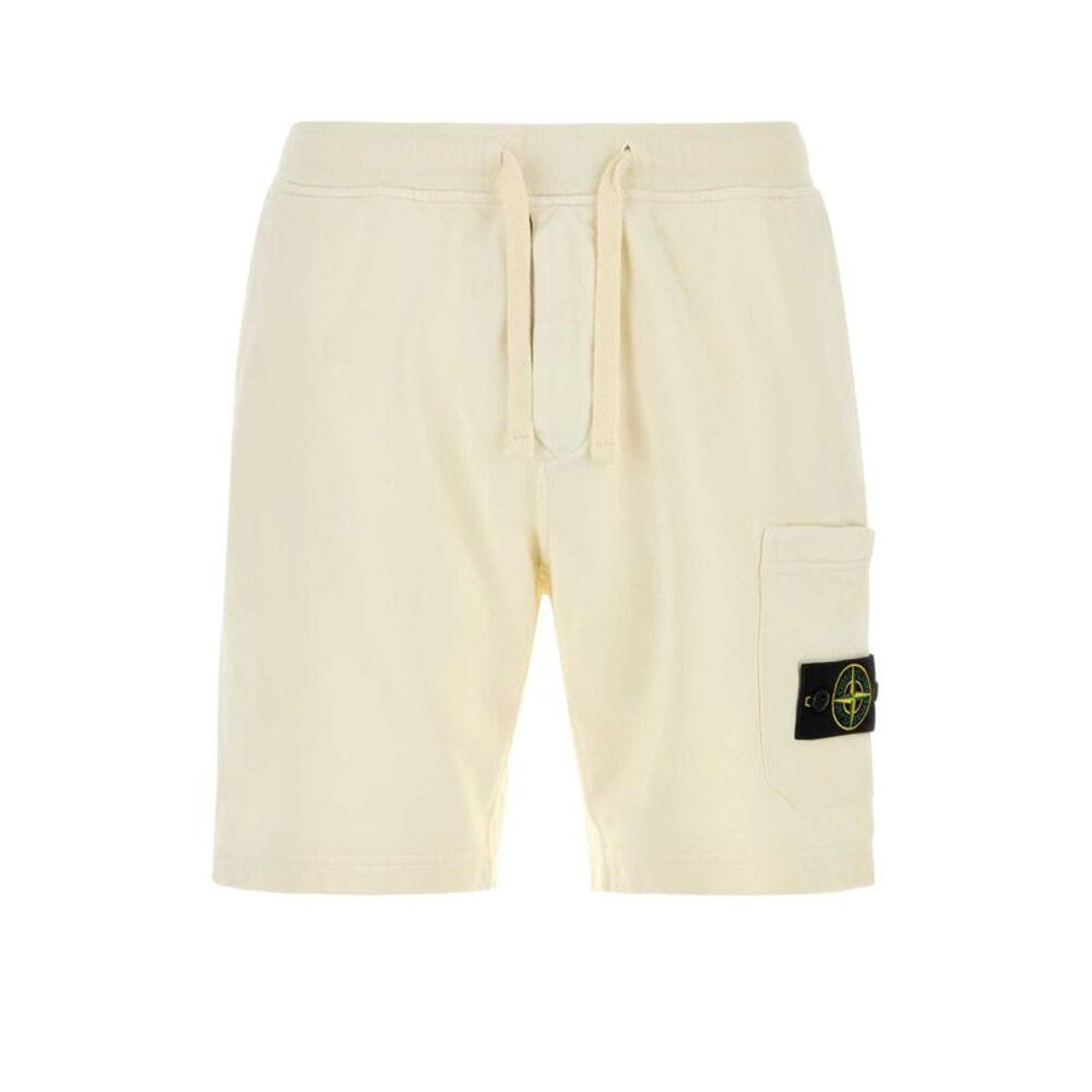 Stone Island Men Ivory Cotton Bermuda Shorts